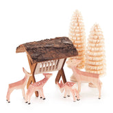 Deer with Feeder in Forest, Natural (Set of 7)